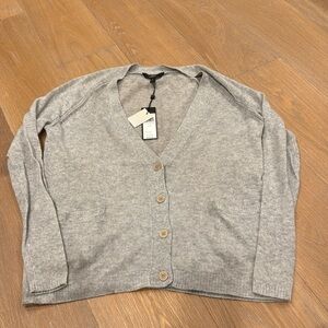 BCBGMAXAZRIA 100% Cashmere Cardigan Sweater in Light Heat (Gray)